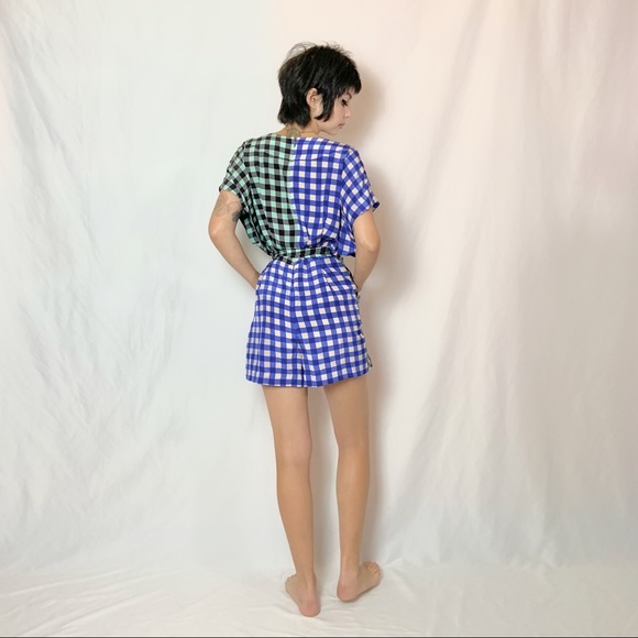 Diane Von Furstenberg 100% Silk Check Romper - Picture 2 of 6